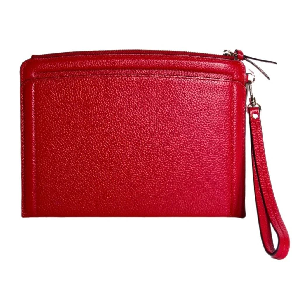 🆕 NWT Kate Spade Large Red Pebbled Leather Wristlet